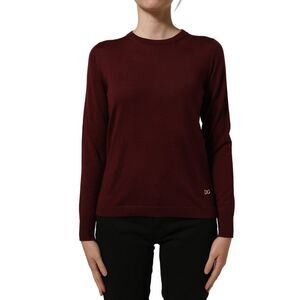 Dolce & Gabbana Maroon Wool Knitted CrewNeck Pullover Women's Sweater